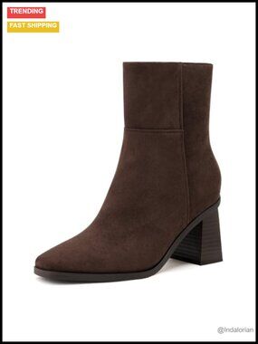 Women Ankle Boots Square Toe Block Low Heel Dress Booties